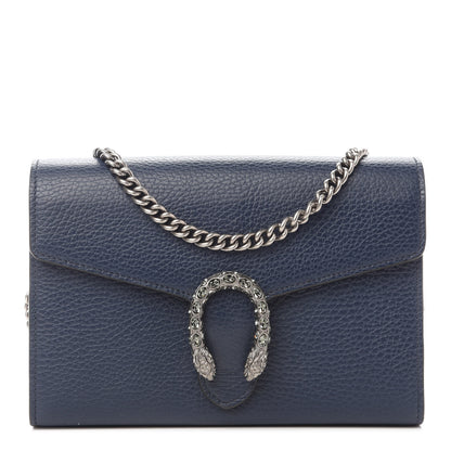 Gucci Dollar Calfskin Crystal Mini Dionysus Chain Wallet Blue Agata Black Diamond 1 of 8