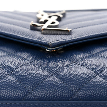 Saint Laurent SAINT LAURENT Grain De Poudre Textured Mixed Matelasse Triquilt Medium Monogram Satchel Denim 10 of 10