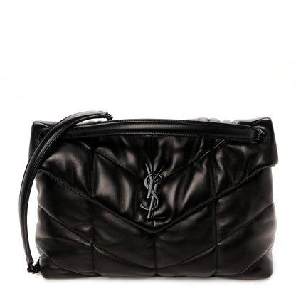 Saint Laurent Lambskin Quilted Monogram Monochrome Medium Loulou Puffer Chain Satchel Black 1 of 10