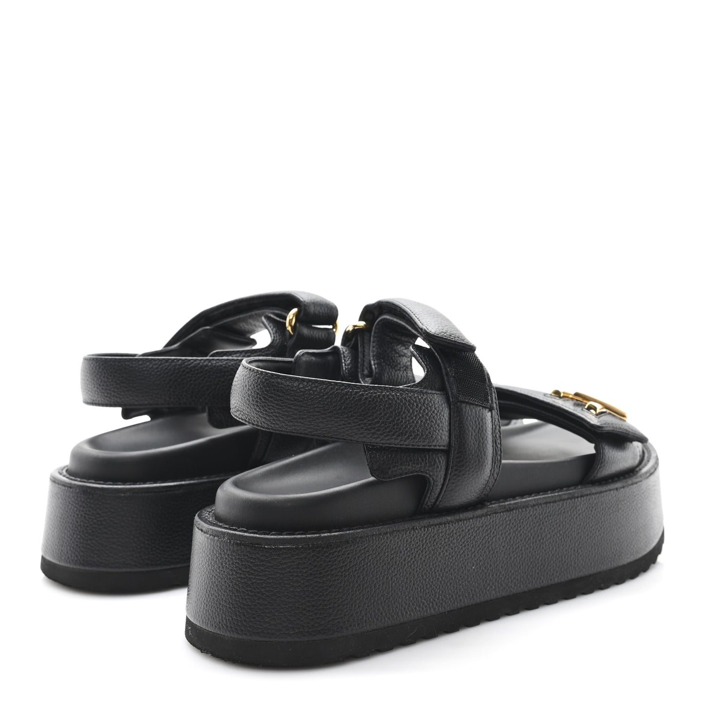 Lambskin Sunset Comfort Platform Sandals 39 Black