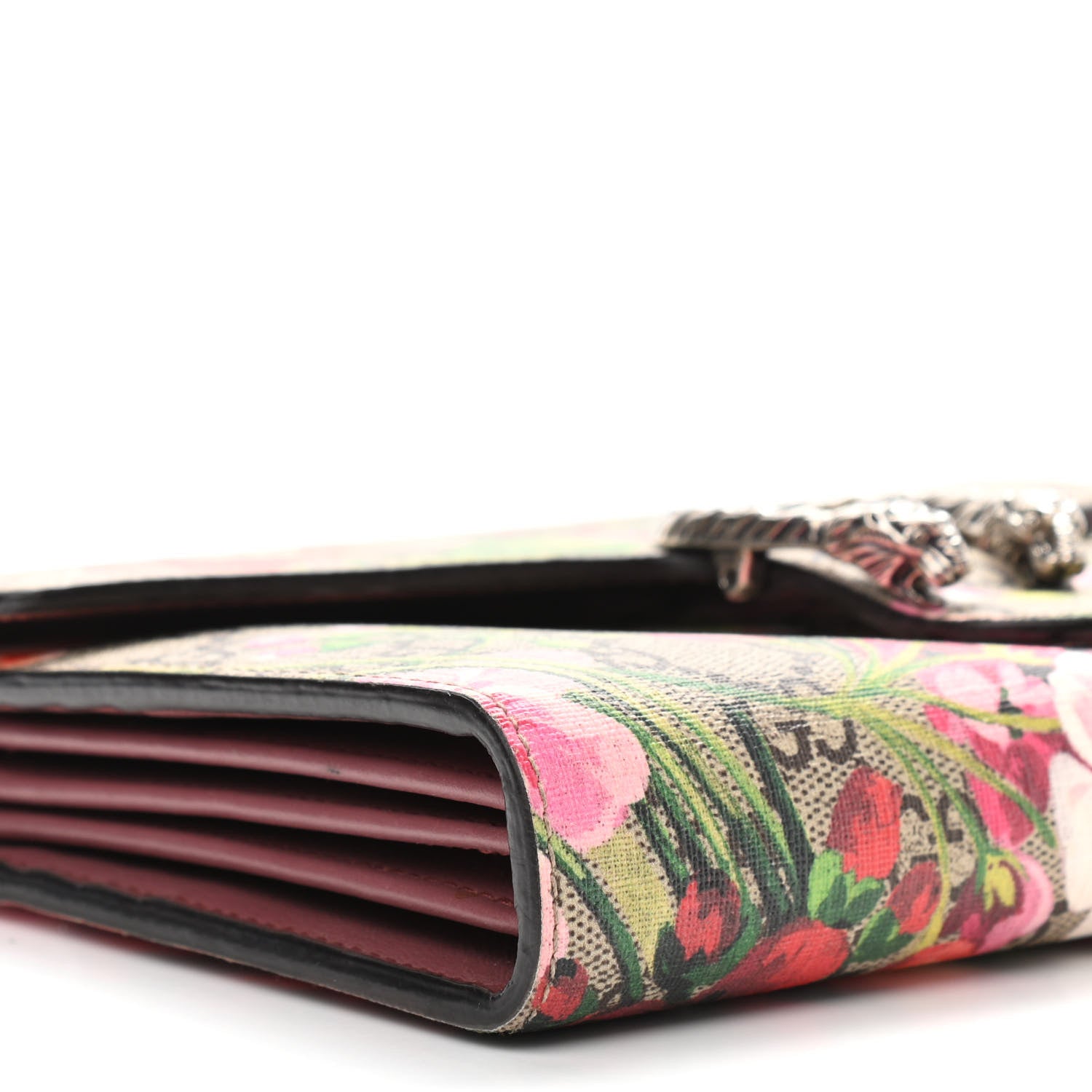 Gucci GG Supreme Monogram Blooms Mini Dionysus Chain Wallet Beige Multicolor Dry Rose 9 of 11