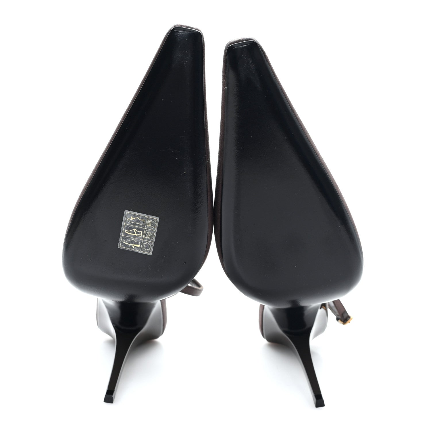 Saint Laurent Silk Satin Aimee 110 Slingback Pumps 38 Black Brown 6 of 11