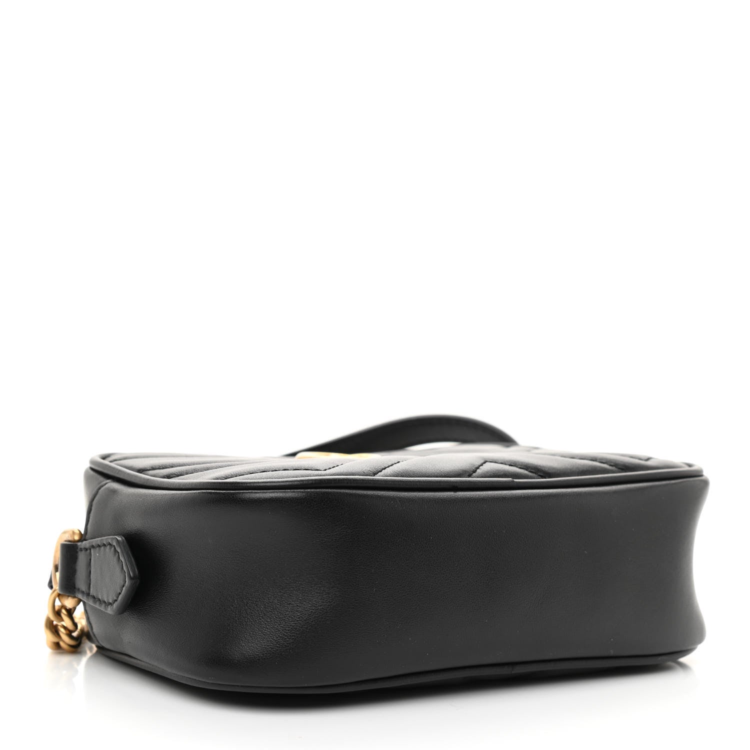 Gucci Calfskin Matelasse Mini GG Marmont Chain Shoulder Bag Black 4 of 8
