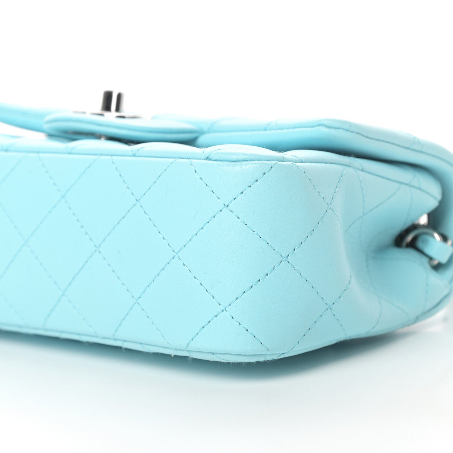 Chanel Lambskin Quilted Mini Rectangular Flap Neon Blue 10 of 12