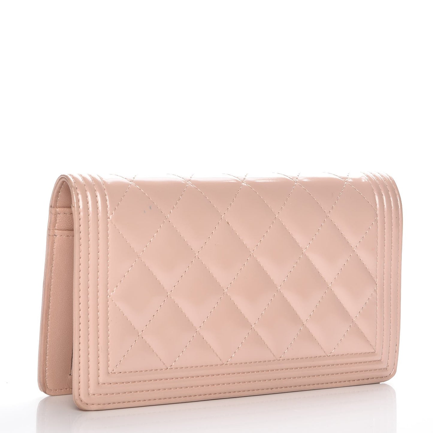 Iridescent Calfskin Quilted Boy Yen Wallet Light Pink