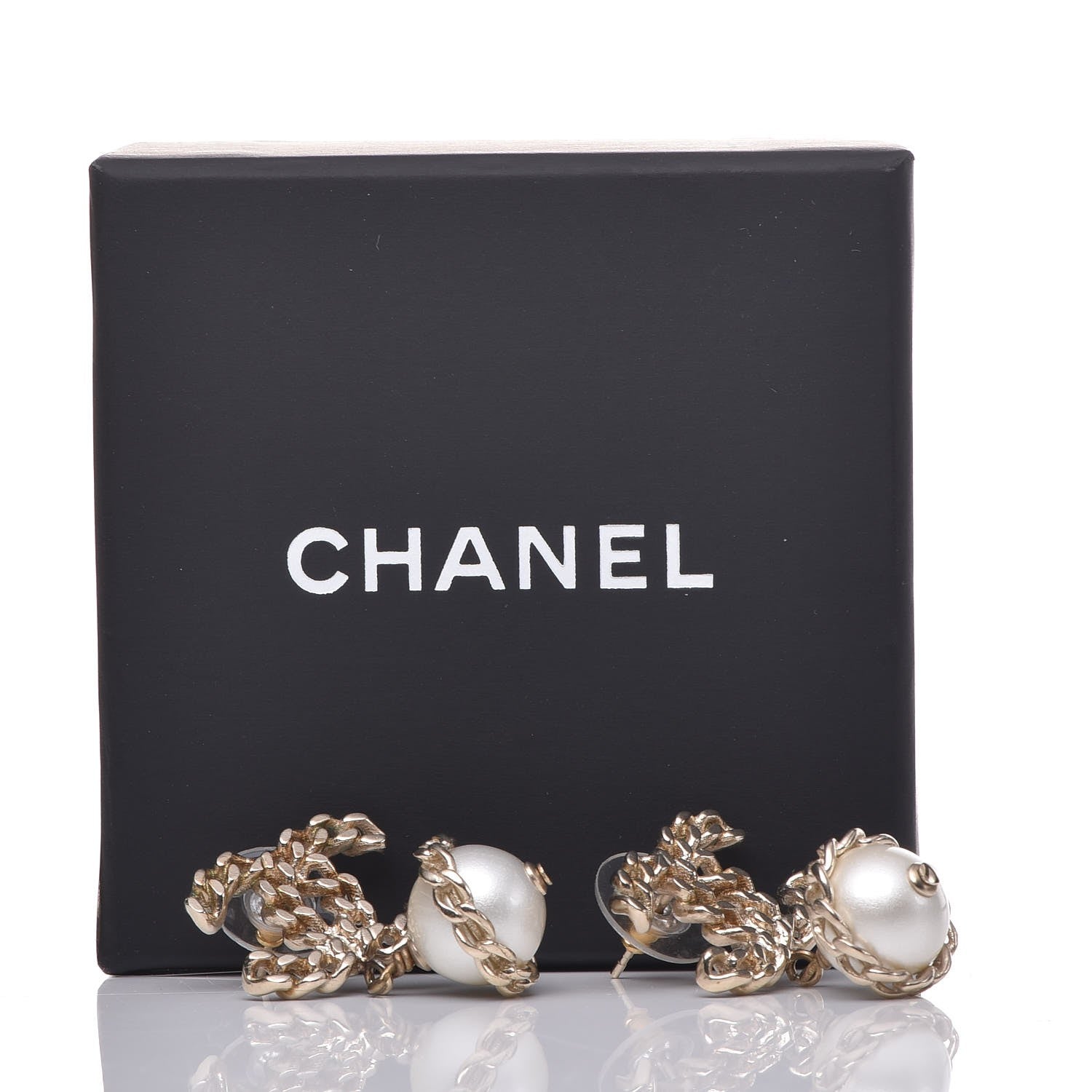 Chanel Chain Pearl CC Drop Earrings Gold 5 of 5