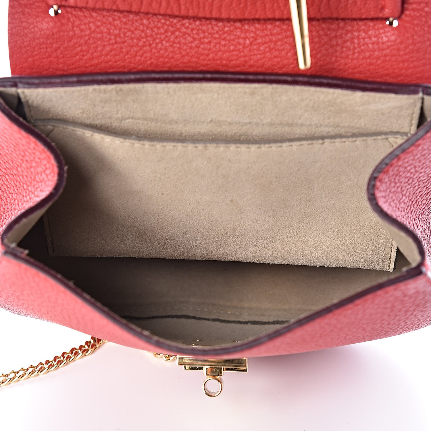 Chloe Grained Lambskin Mini Drew Shoulder Bag Plaid Red 5 of 9