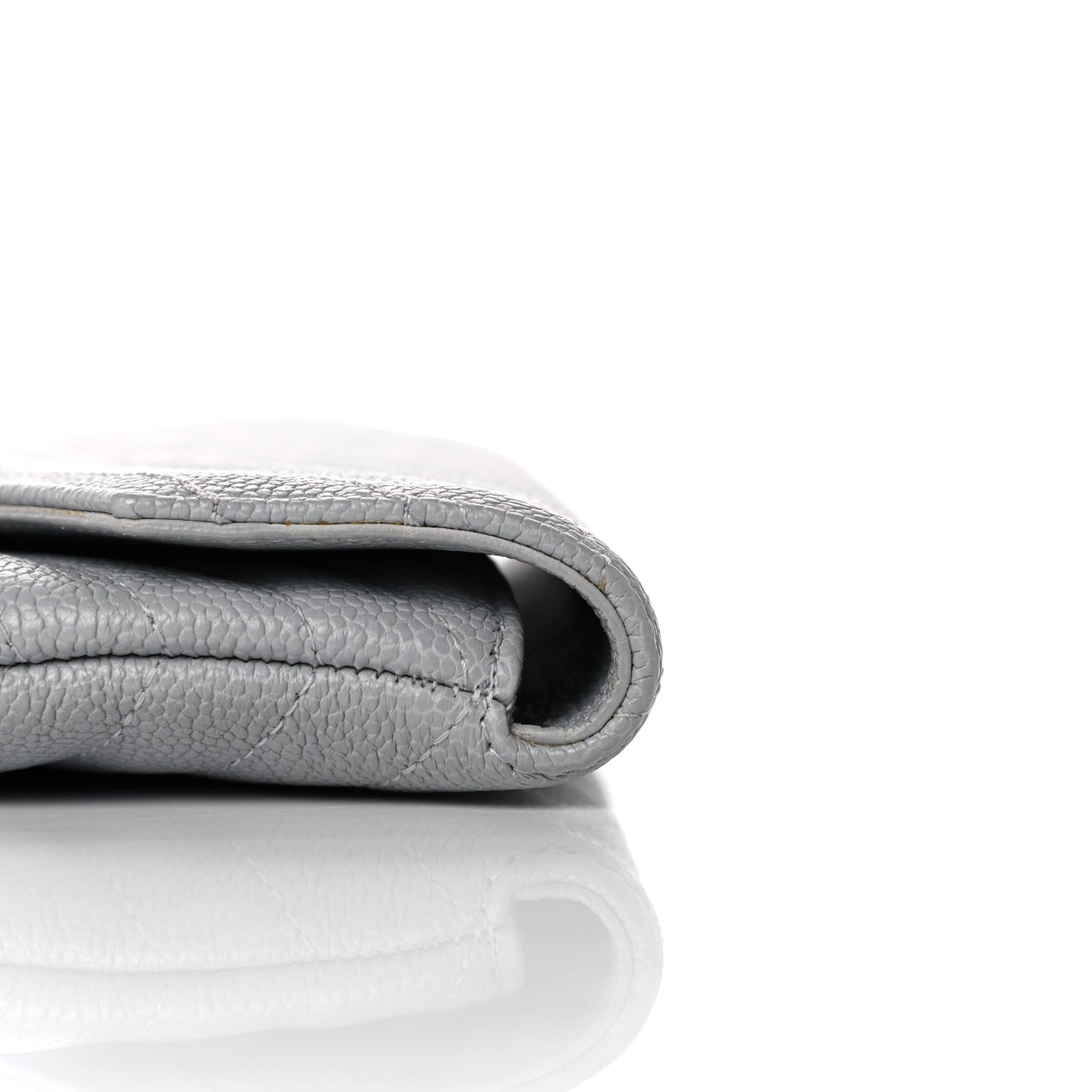 Caviar Chevron Quilted Small Statement Pouch Grey