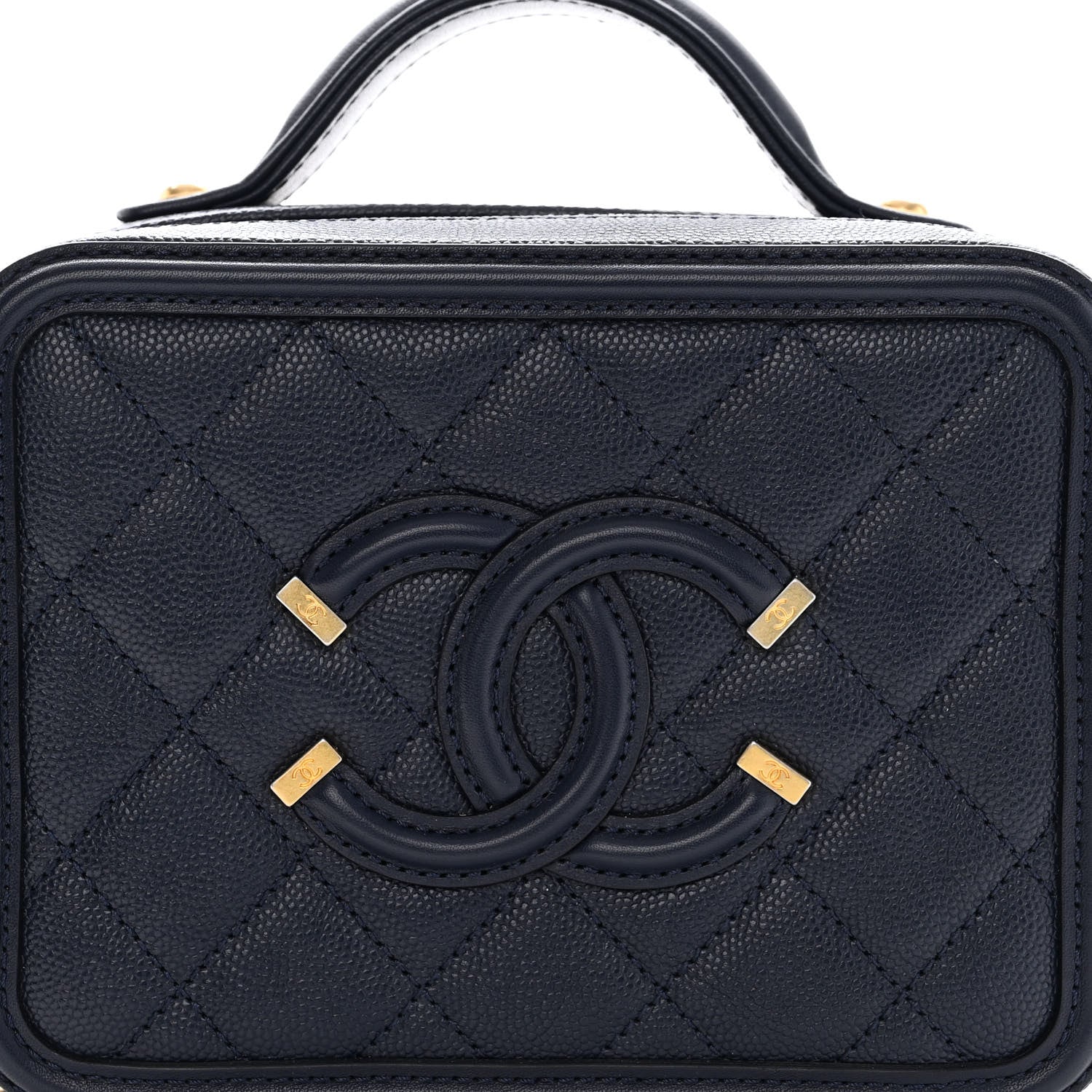 Chanel Caviar Quilted Small CC Filigree Vanity Case Navy 8 of 13