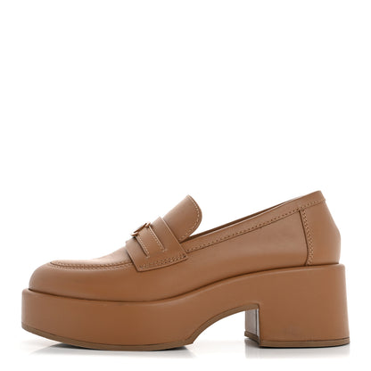 Chanel Calfskin CC Platform Loafers 38 Beige 1 of 15