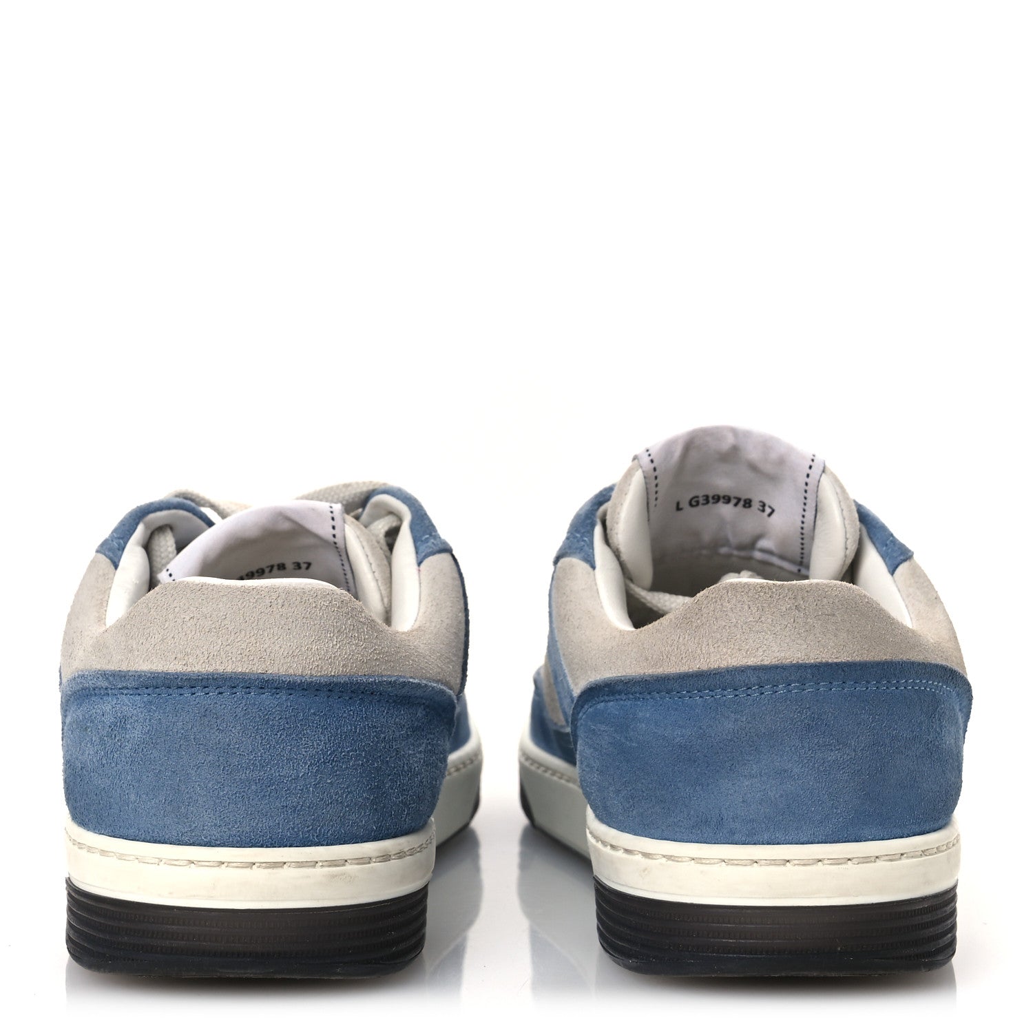 Chanel Suede Kidskin Womens CC Sneakers 37 White Blue 6 of 15