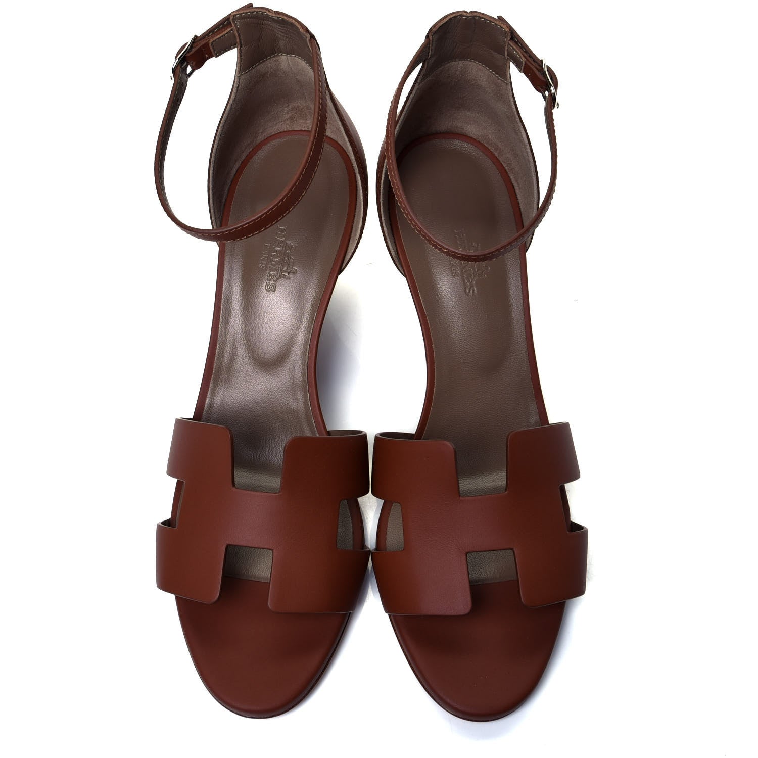Hermes Calfskin Legend Wedge Sandals 40.5 Gold 6 of 12