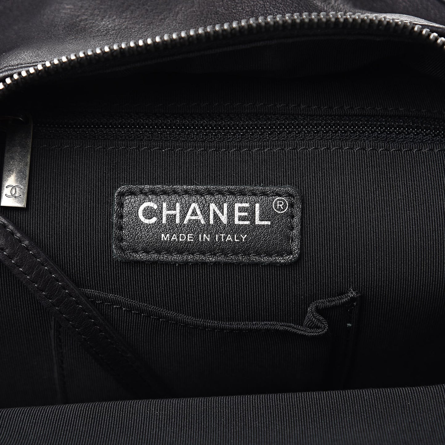 Lambskin Quilted Drawstring Backpack Black