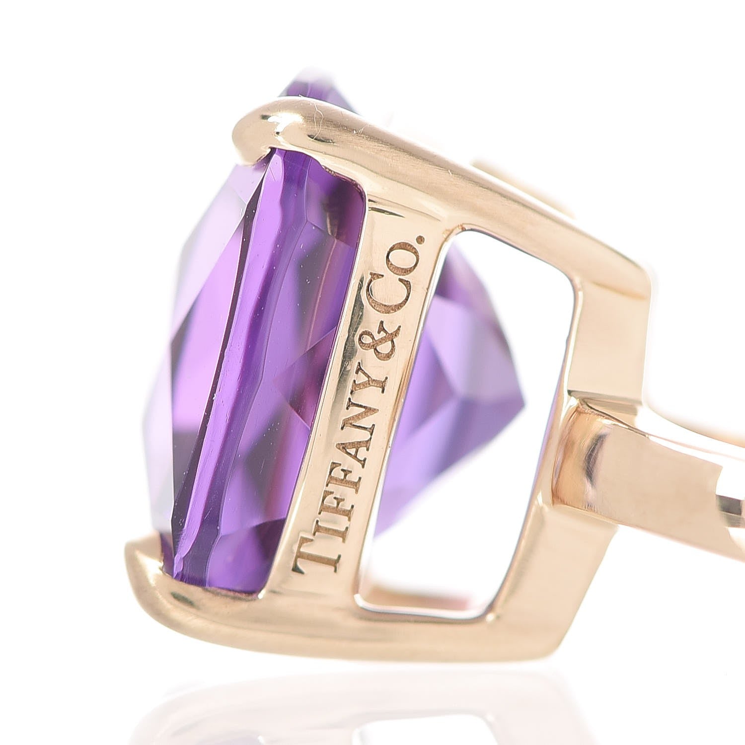 Tiffany 18K Yellow Gold Amethyst Sparklers Cocktail Ring 48 4.25 6 of 6