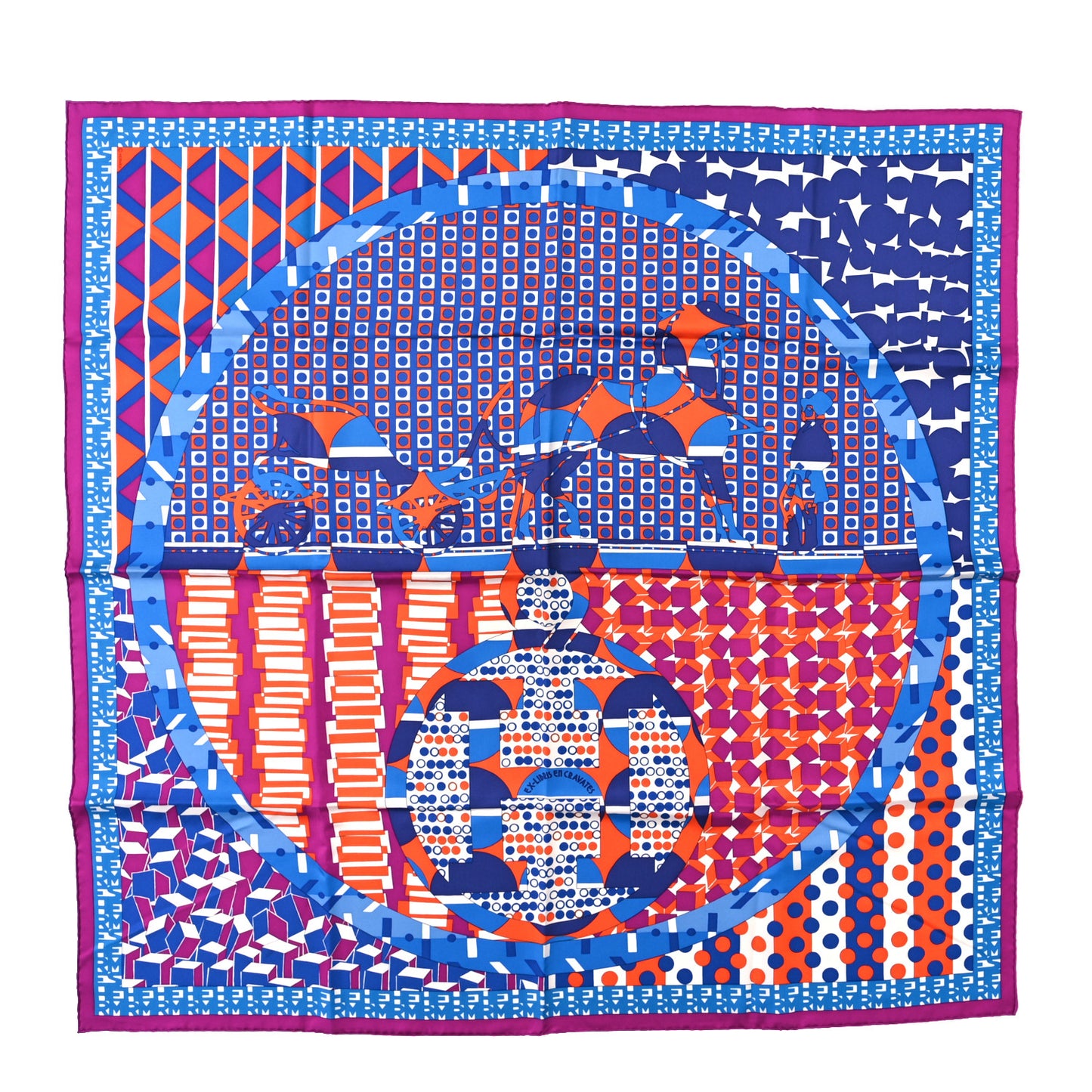 Silk Ex-Libris En Cravates 90 Scarf Bougainvillea Orange Encre