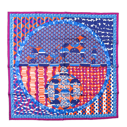 Hermes Silk Ex-Libris En Cravates 90 Scarf Bougainvillea Orange Encre 1 of 3