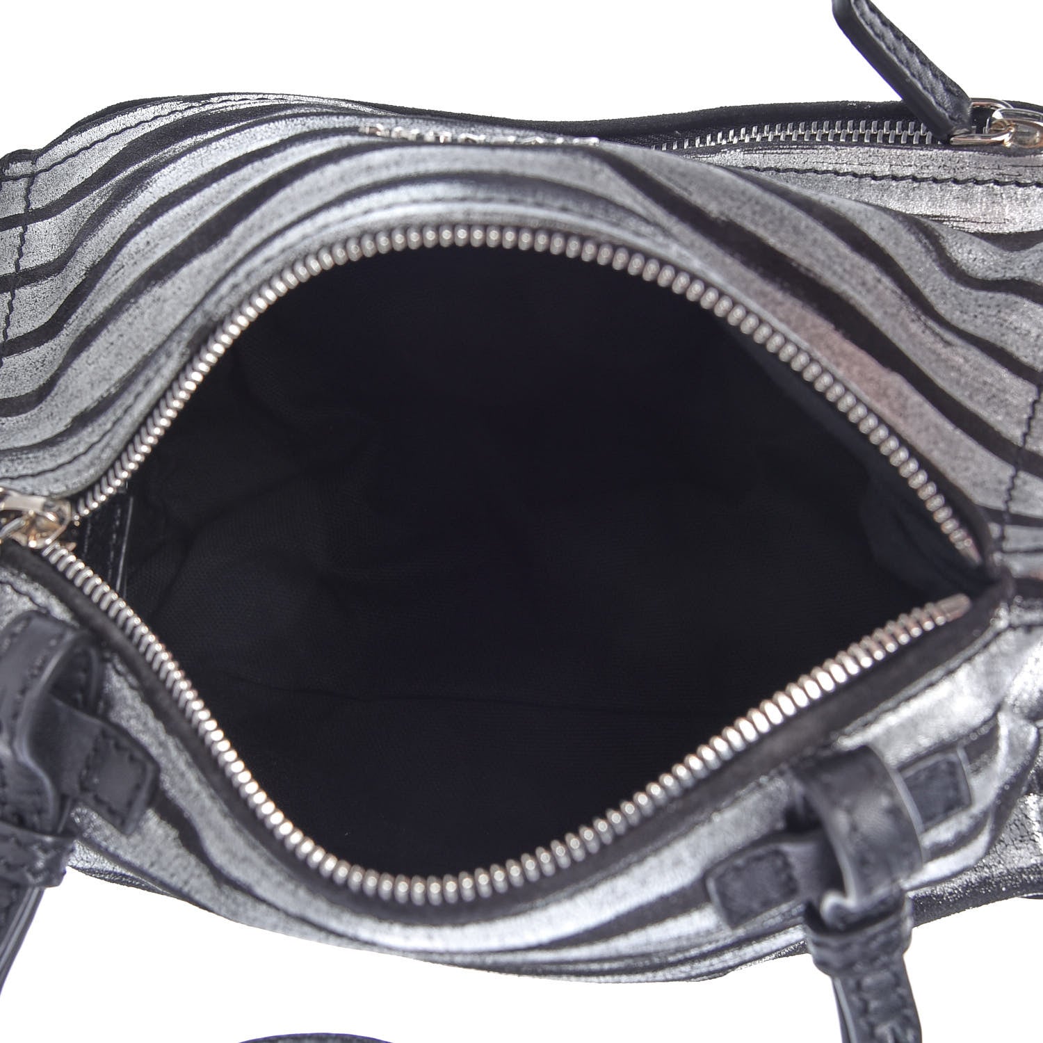 Givenchy Metallic Calfskin Striped Mini Pandora Black Silver 5 of 10