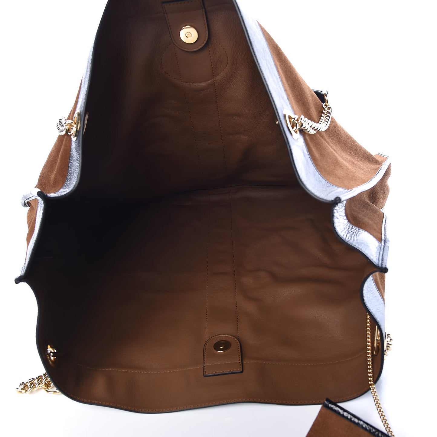 Suede Patent Maxi Rajah Chain Tote Nocciola Black