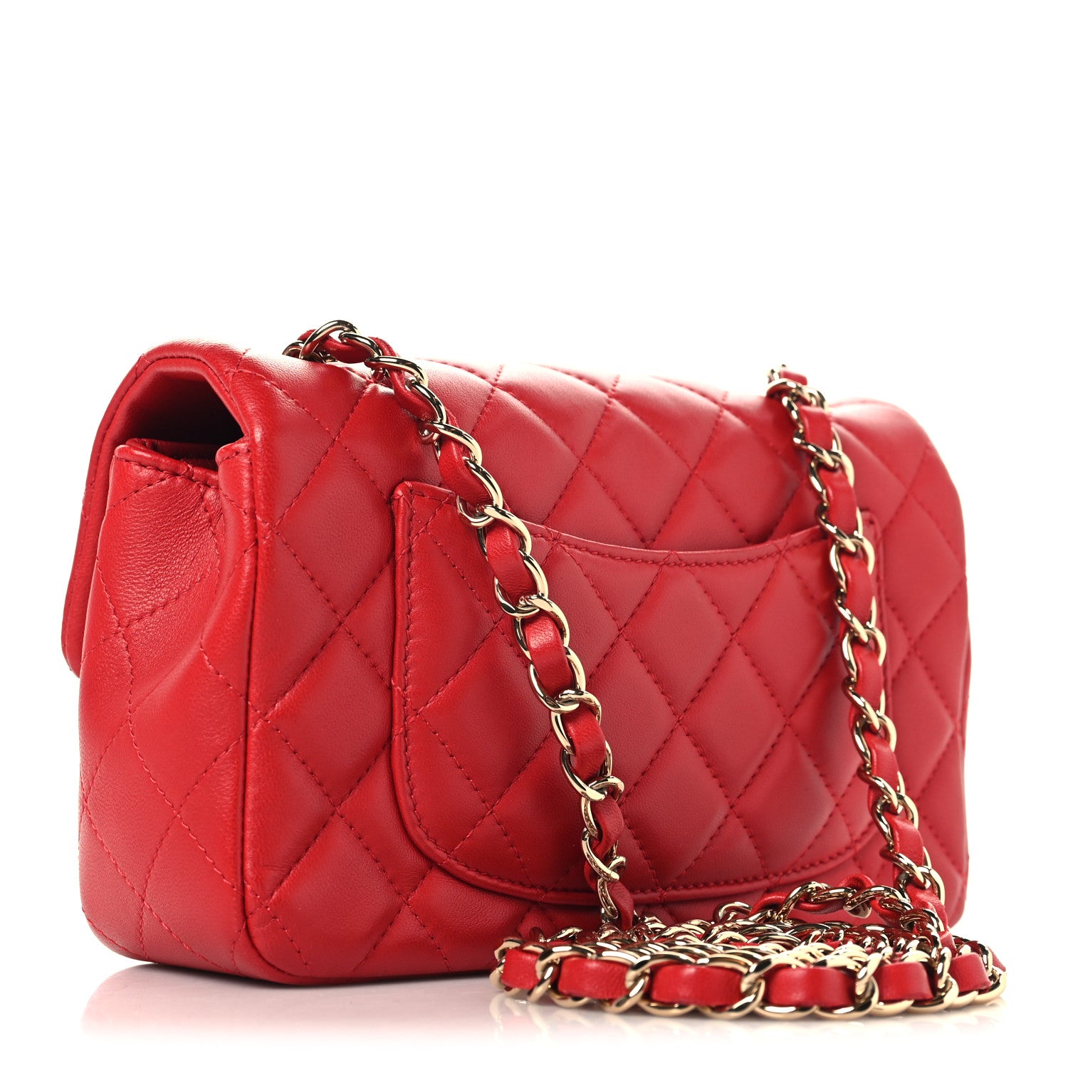 Chanel Lambskin Quilted Mini Rectangular Flap Red 3 of 10