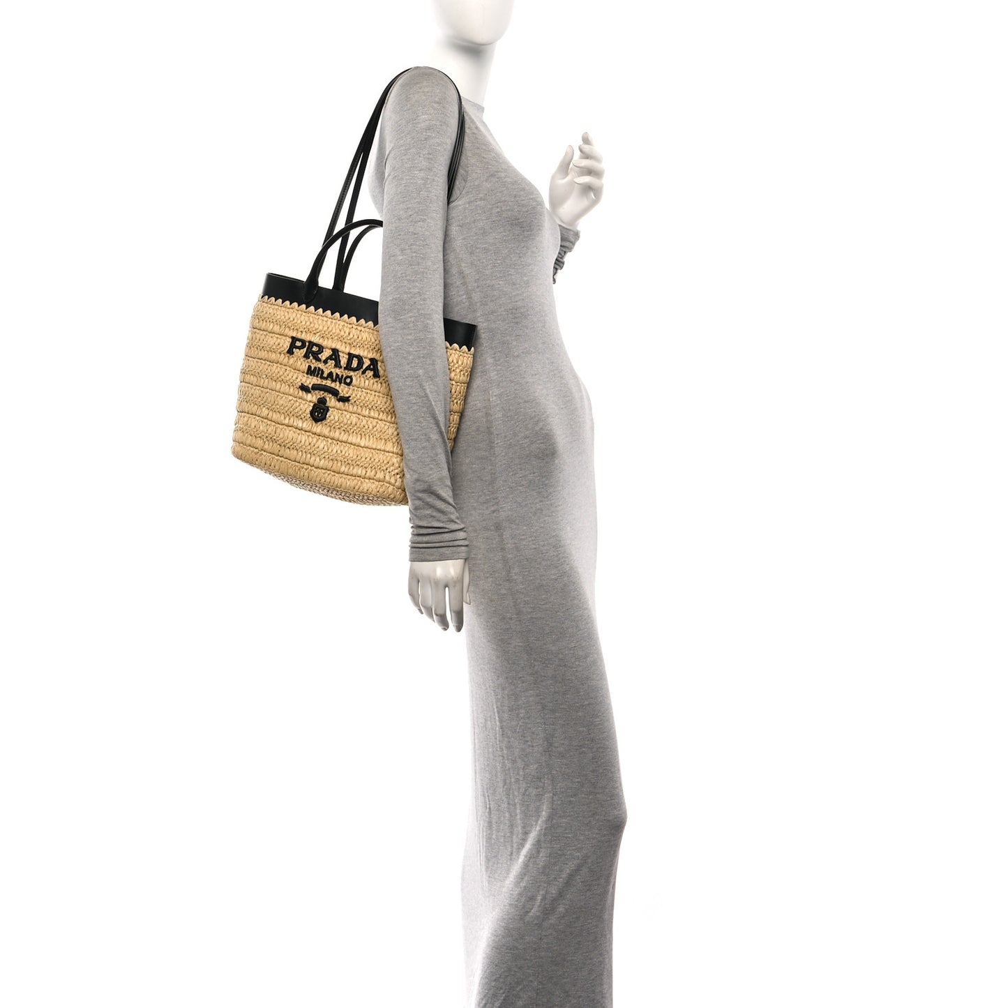 Yarn Raffia Effect Calfskin Crochet Embroidered Medium Logo Tote Tan Black
