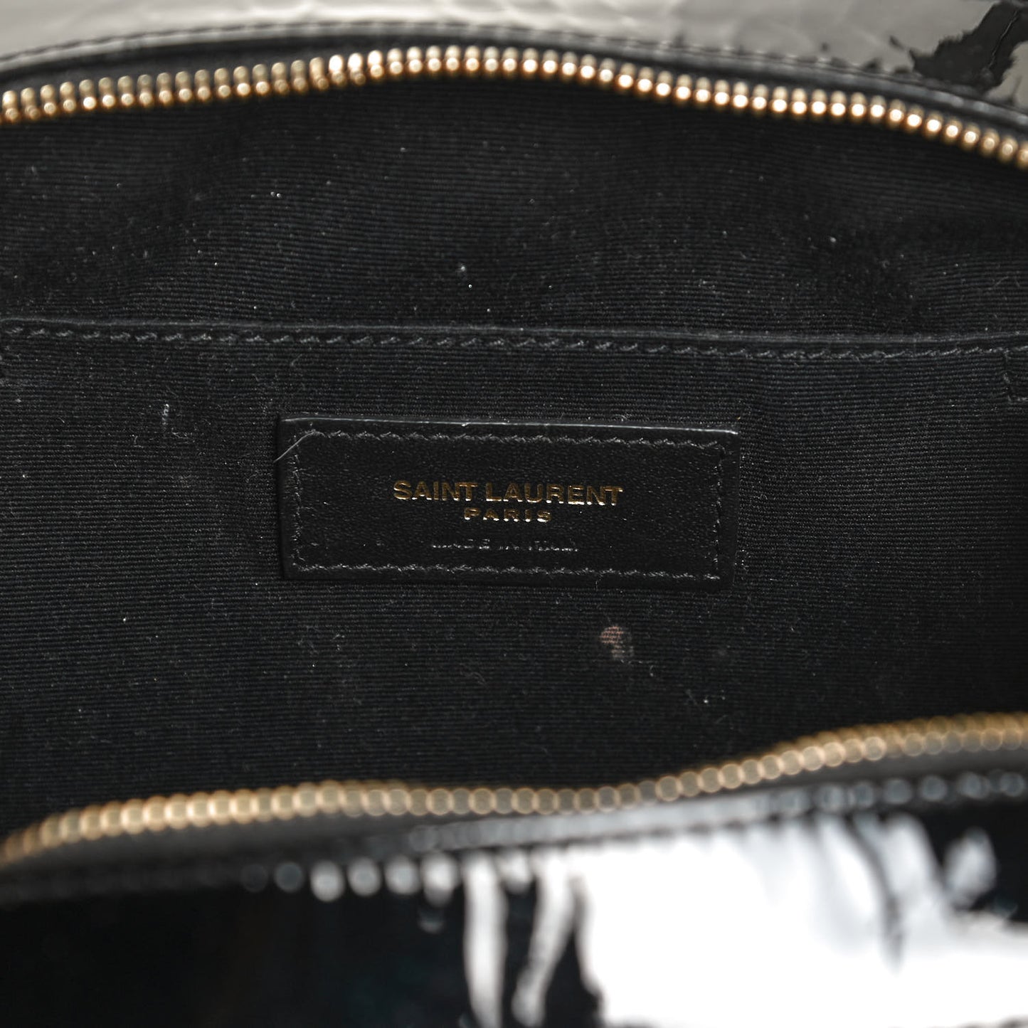 Patent Calfskin Matelasse Monogram Small Vicky Chain Bag Black
