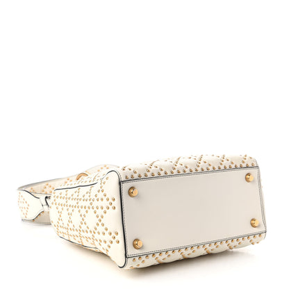 Christian Dior Calfskin Cannage Studded Medium Supple Lady Dior White 4 of 13