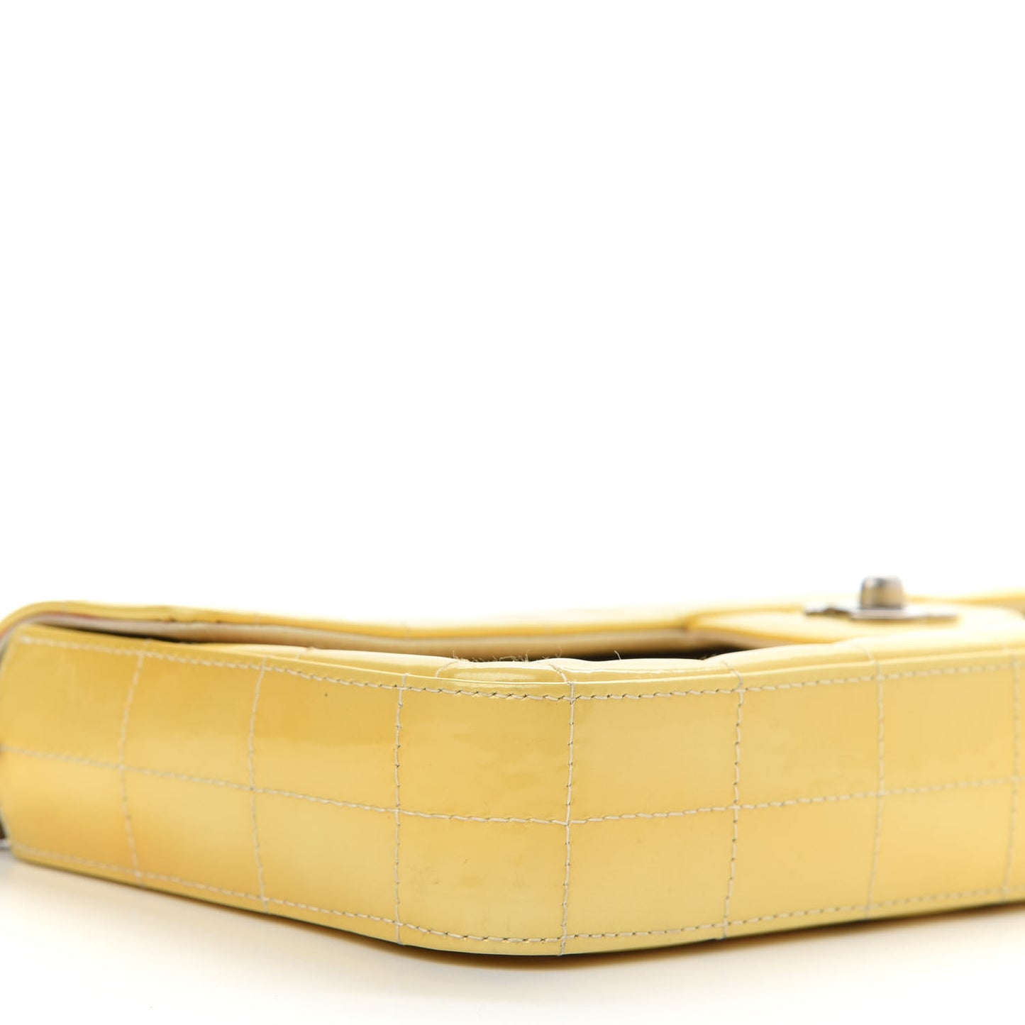 Patent Quilted East West Chocolate Bar Flap Yellow