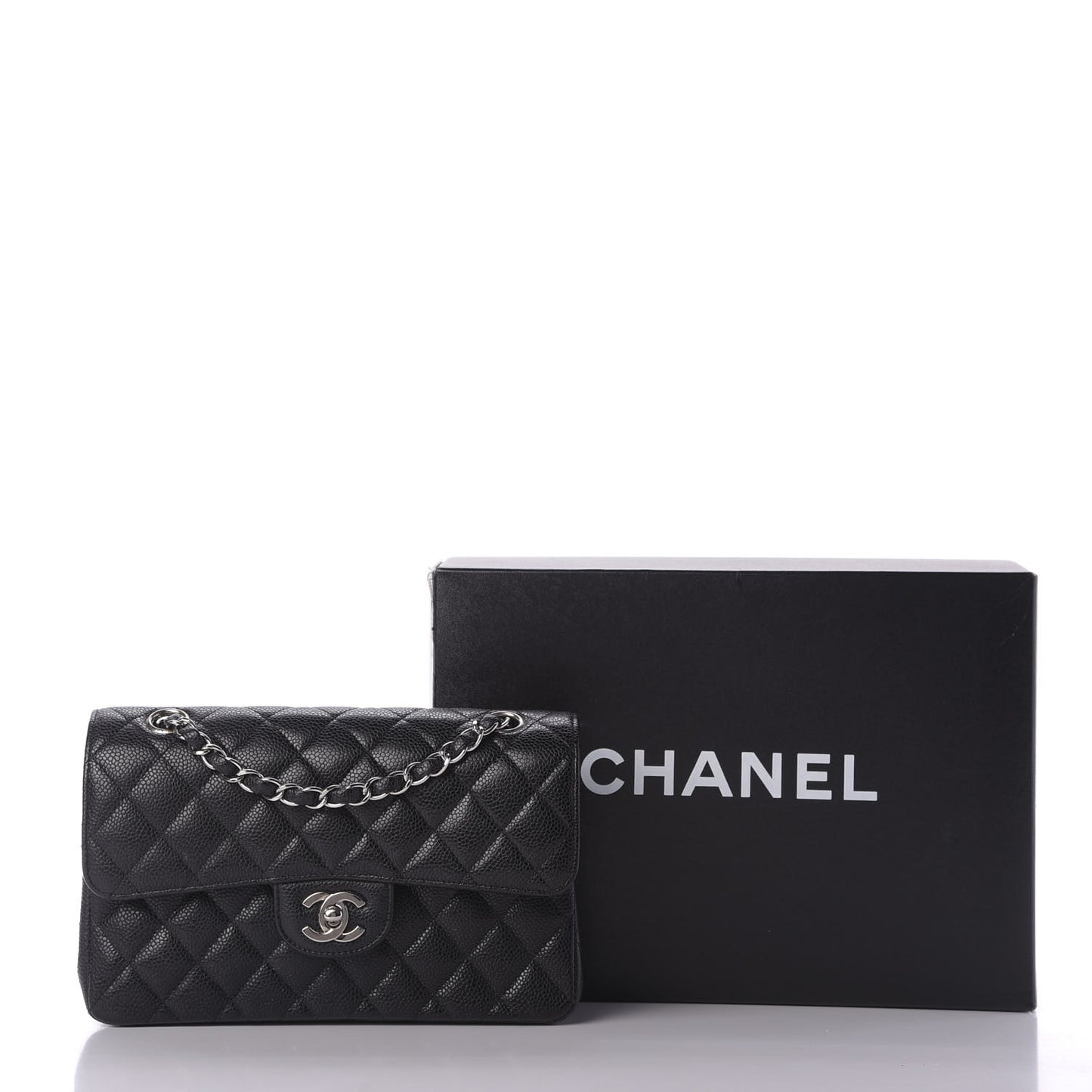 Caviar Quilted Small Double Flap Black