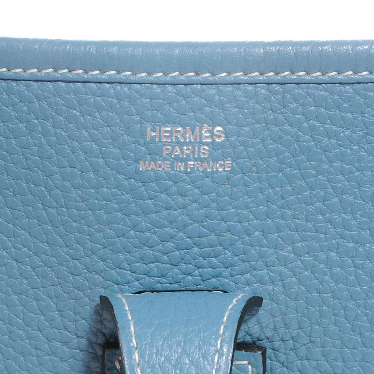 Hermes Taurillon Clemence Evelyne III PM Blue Jean 7 of 8