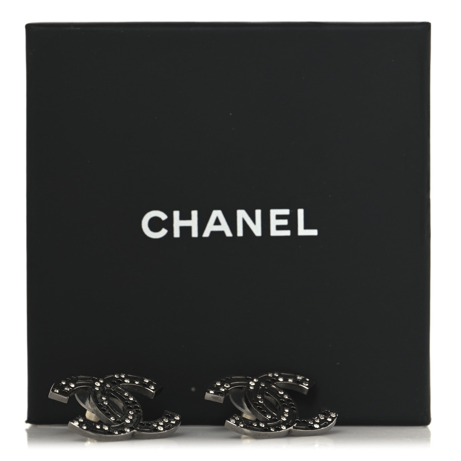Chanel Ruthenium Crystal CC Earrings 5 of 5
