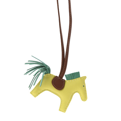 Hermes Milo Lambskin Grigri Rodeo Horse Bag Charm PM Lime Menthe Fauve 3 of 5