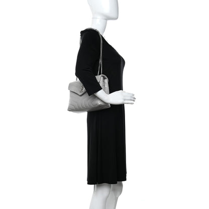 Saint Laurent Calfskin Y Quilted Monogram Small Loulou Chain Satchel Granite 2 of 12
