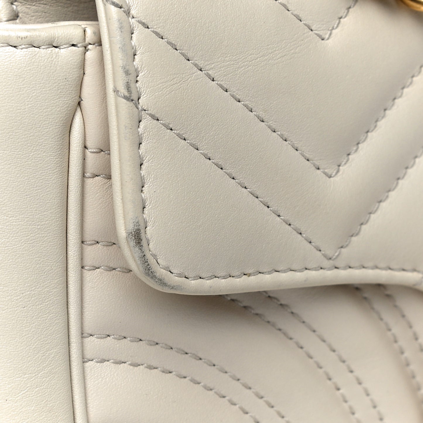 Calfskin Matelasse Mini GG Marmont Shoulder Bag White