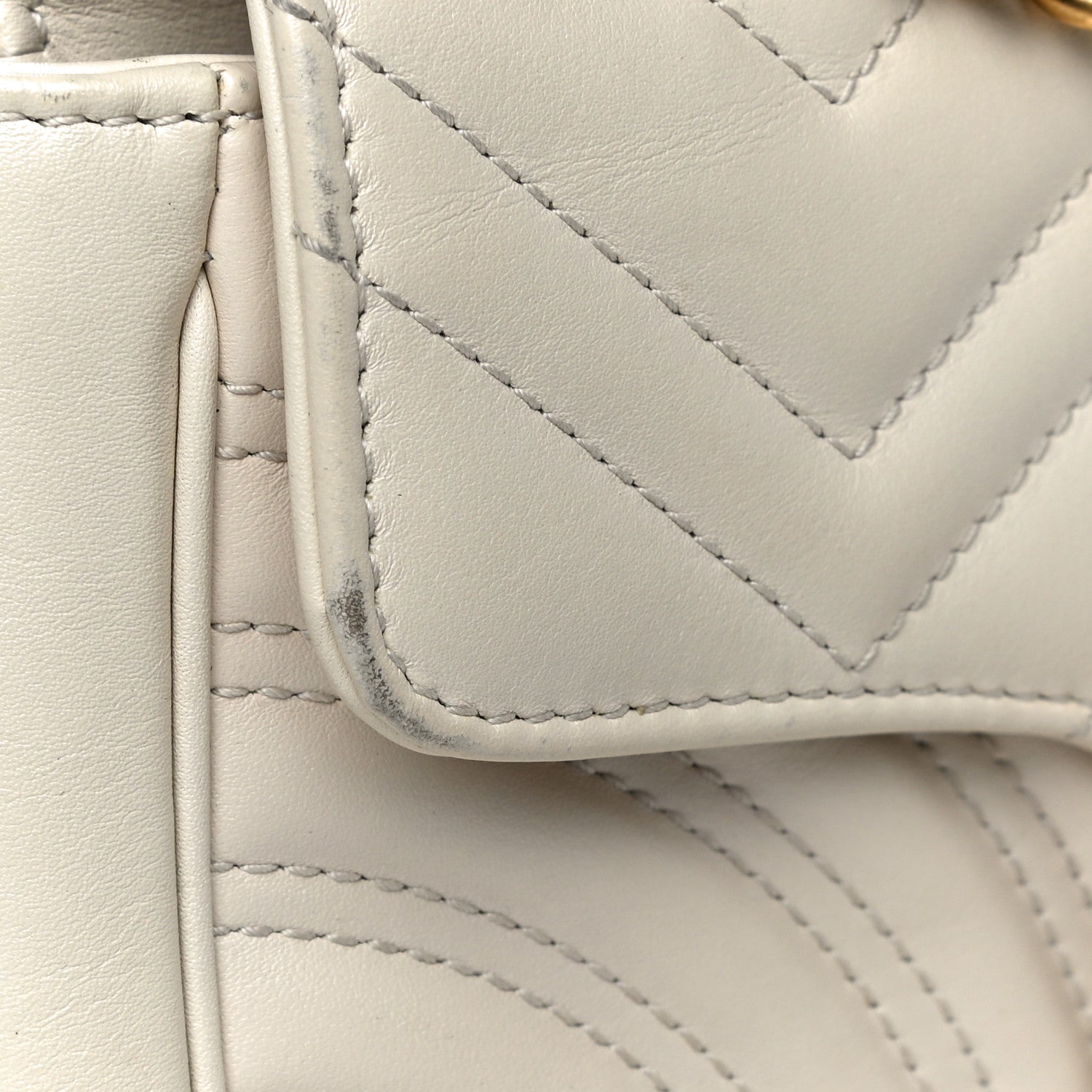 Gucci Calfskin Matelasse Mini GG Marmont Shoulder Bag White 11 of 12