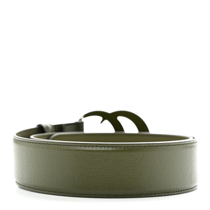 Gucci Azalea Calfskin Enamel Monochrome Double G 40mm Belt 75 30 Military Wood 2 of 5