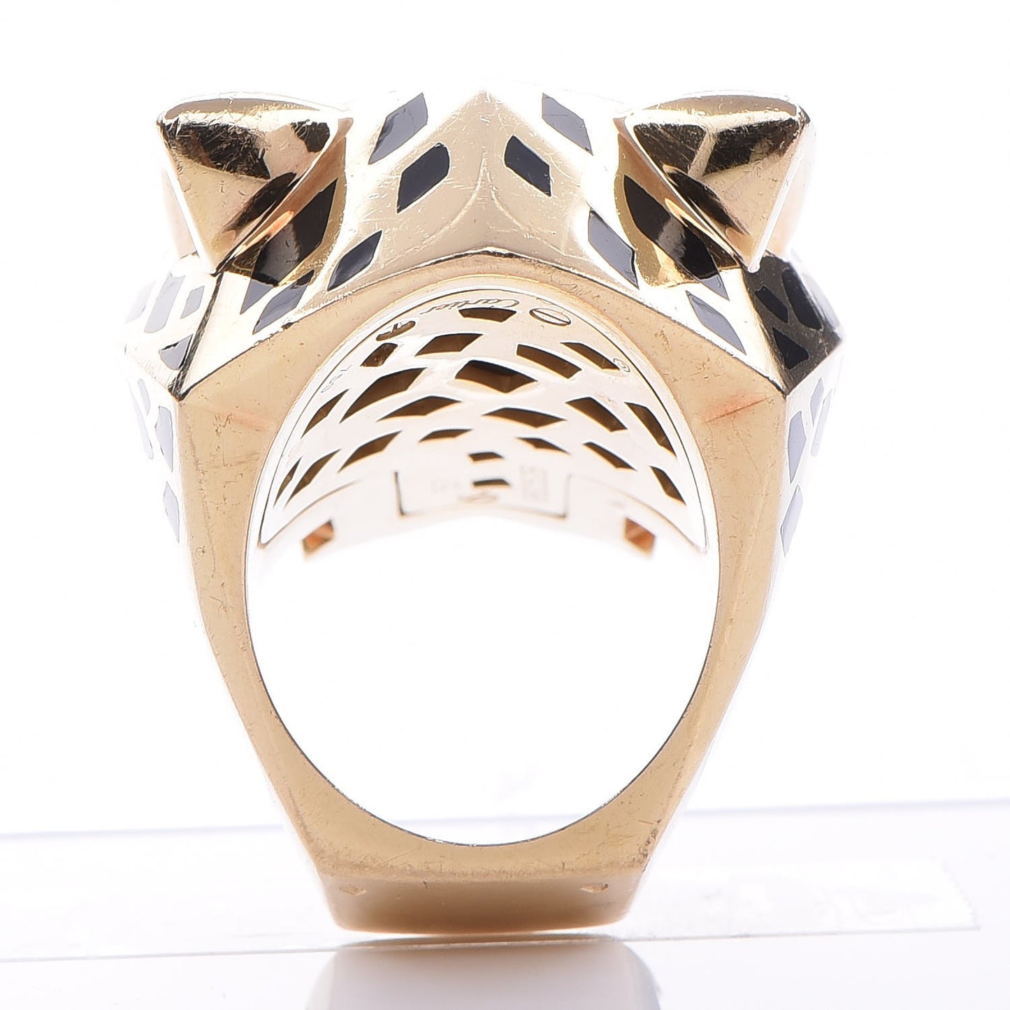 18K Yellow Gold Peridot Onyx Panthère De Ring 57 8