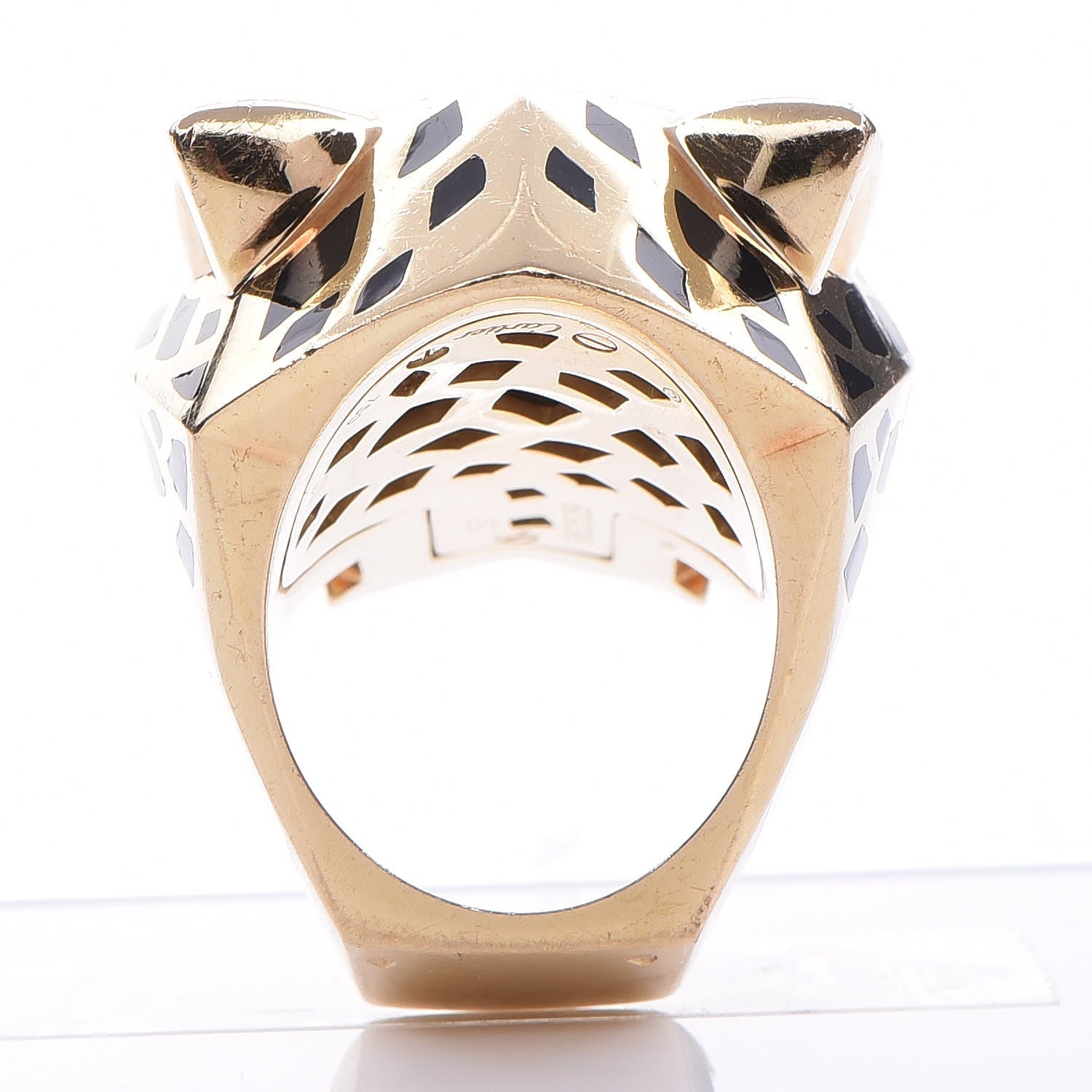 Cartier 18K Yellow Gold Peridot Onyx Panthère De Ring 57 8 7 of 16