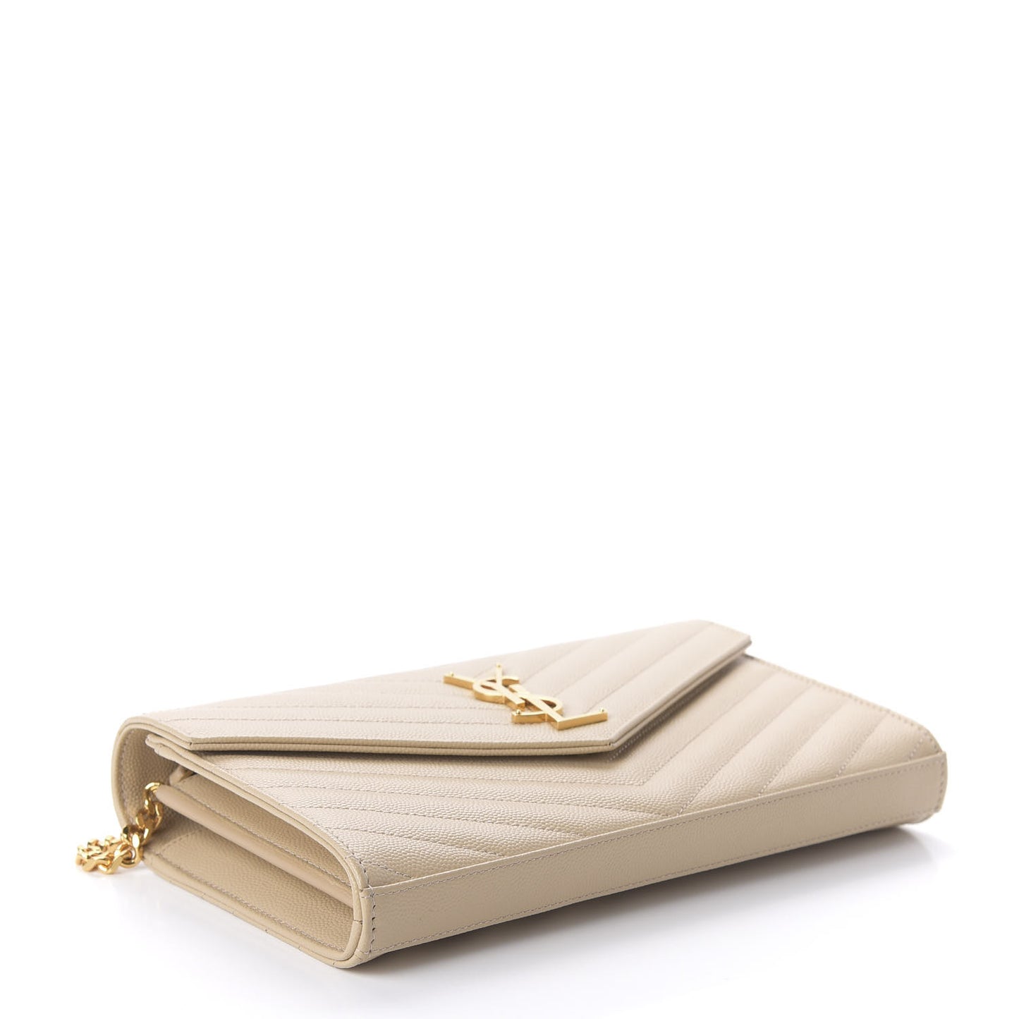 Grain De Poudre Matelasse Chevron Monogram Chain Wallet Nude Powder