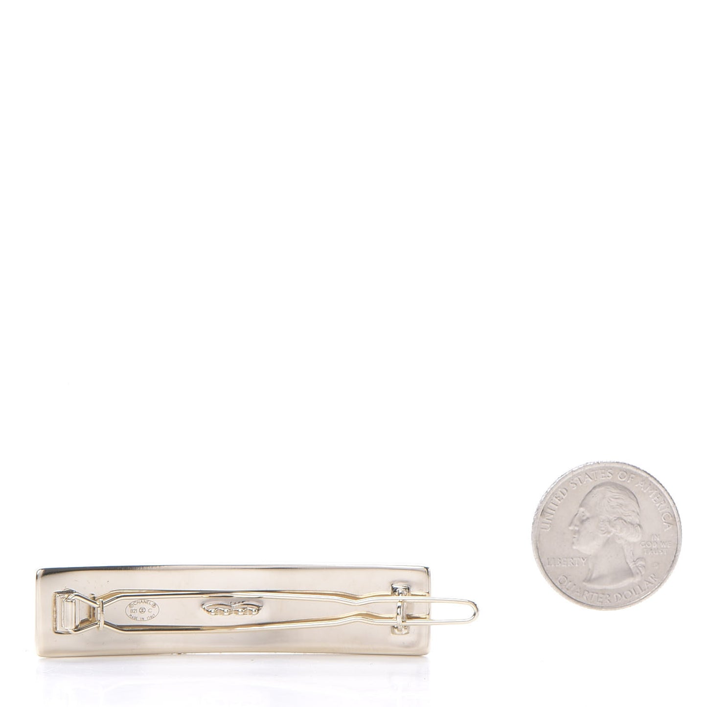 Metal Crystal Logo Hair Clip Gold