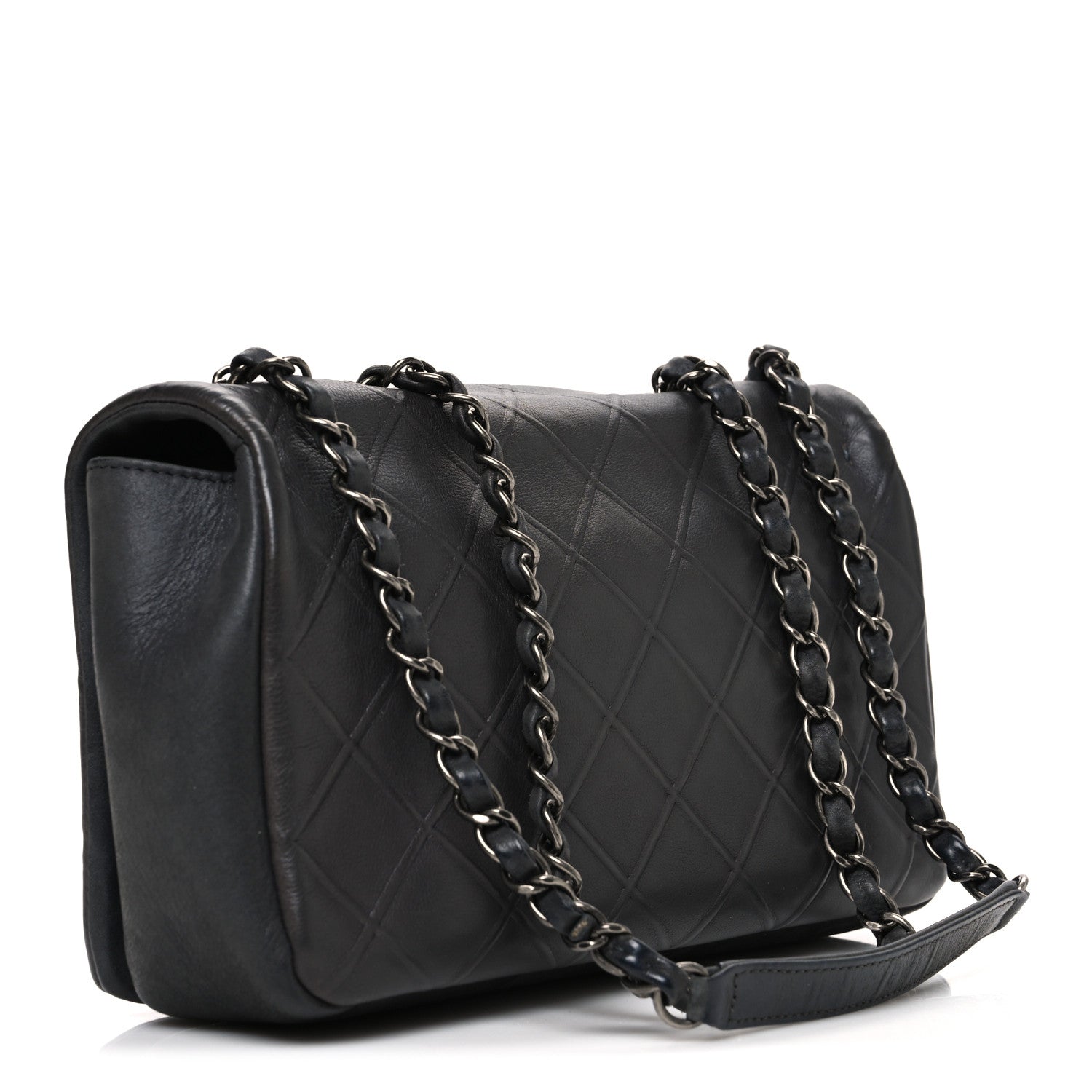 Chanel Calfskin Diamond Embossed Medium New Chic Flap Dark Grey 3 of 10