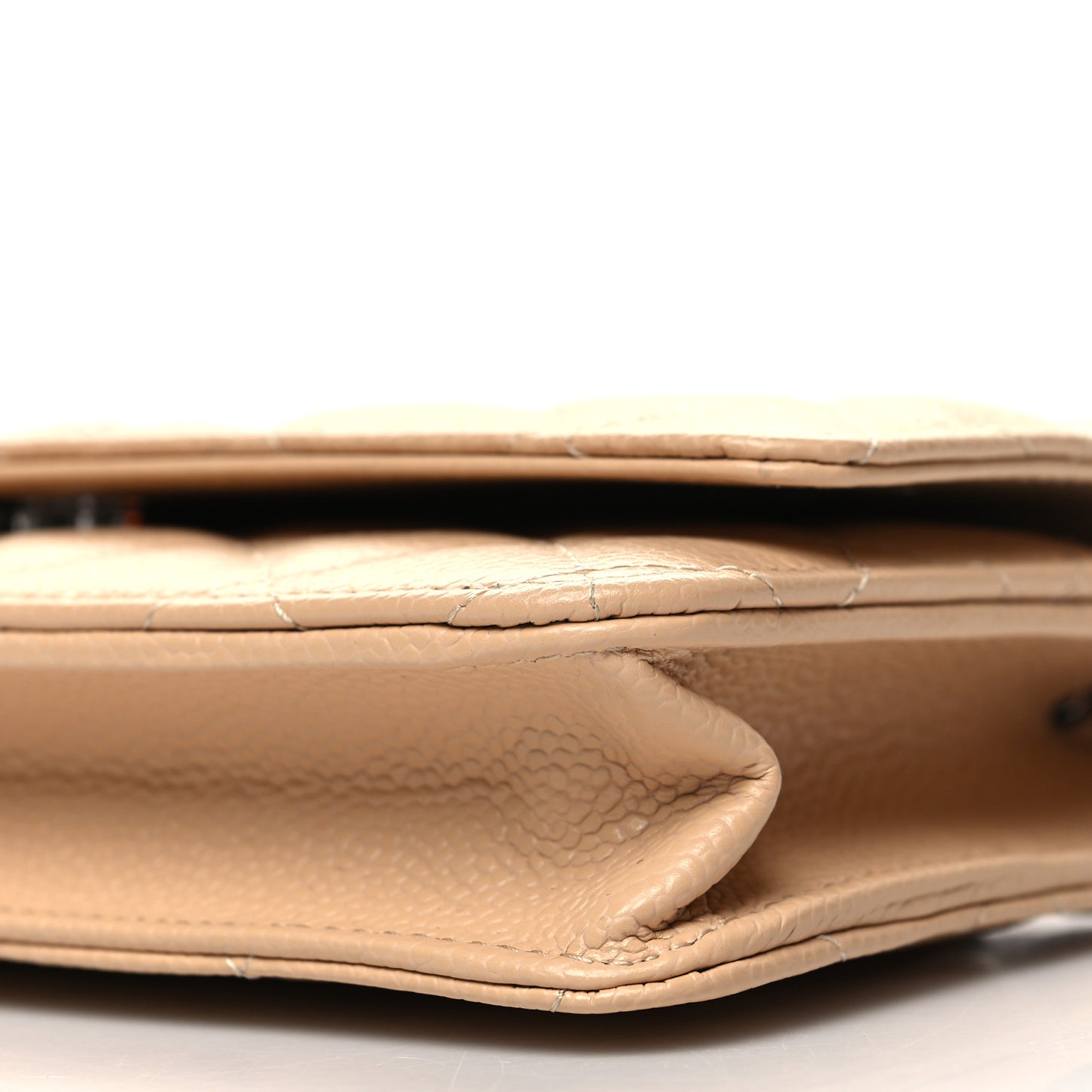Caviar Quilted Wallet On Chain WOC Beige
