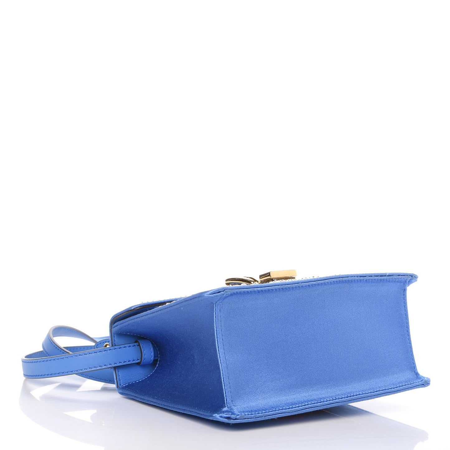 Satin Crystal Mini Sylvie Top Handle Bag Blue