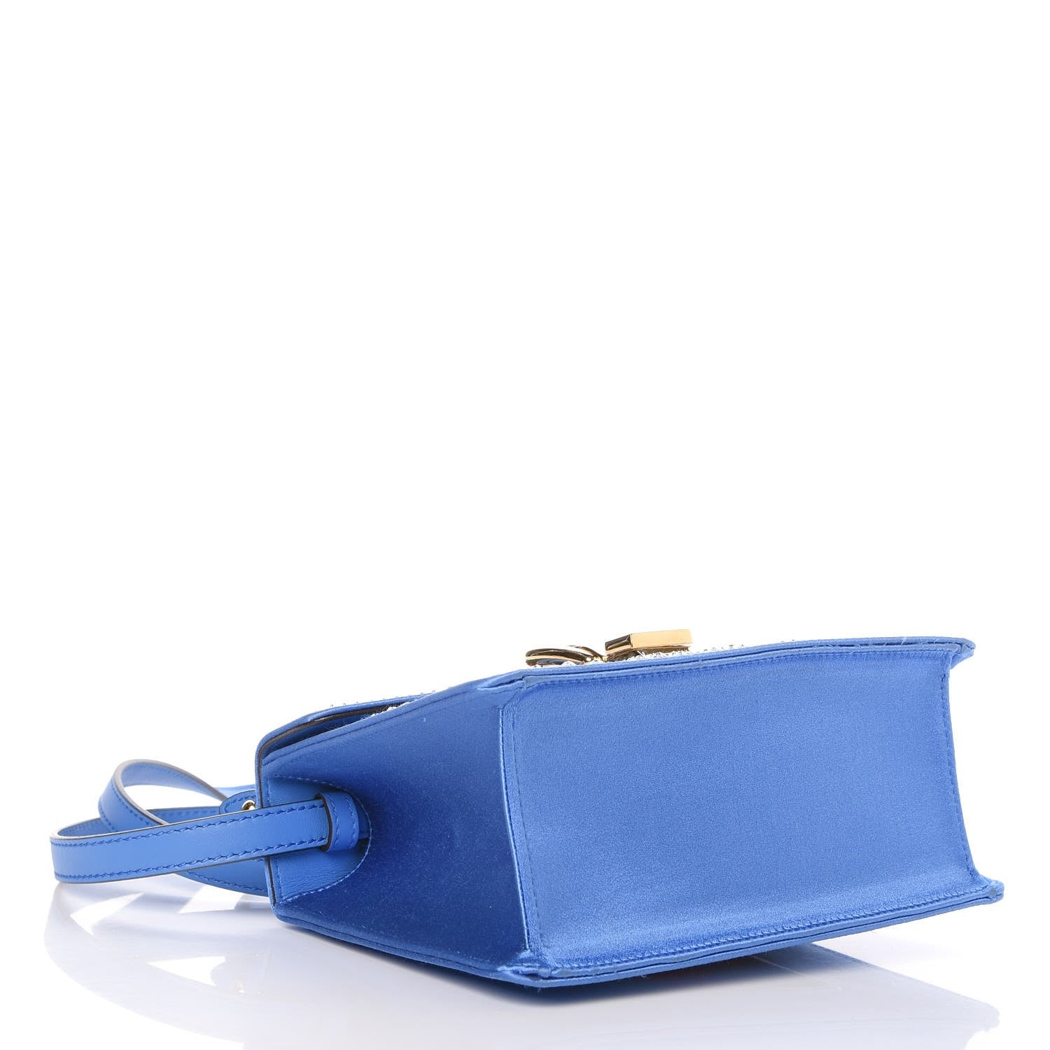 Gucci Satin Crystal Mini Sylvie Top Handle Bag Blue 5 of 8
