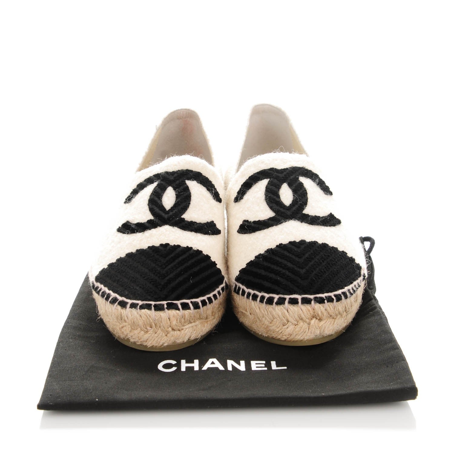 Chanel Wool CC Espadrilles 39 White Black 8 of 8