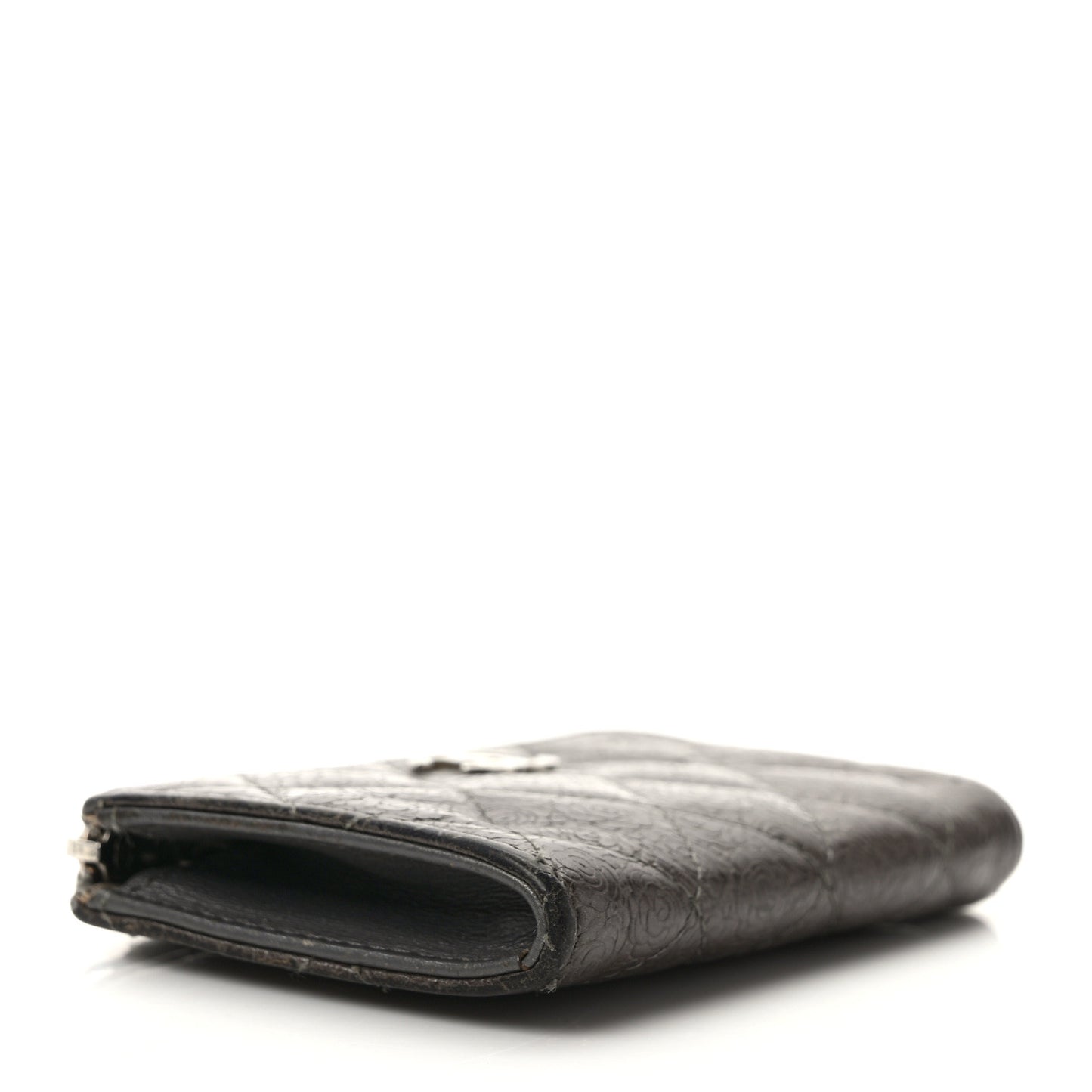 Lambskin Camellia Embossed Key Holder Case Grey