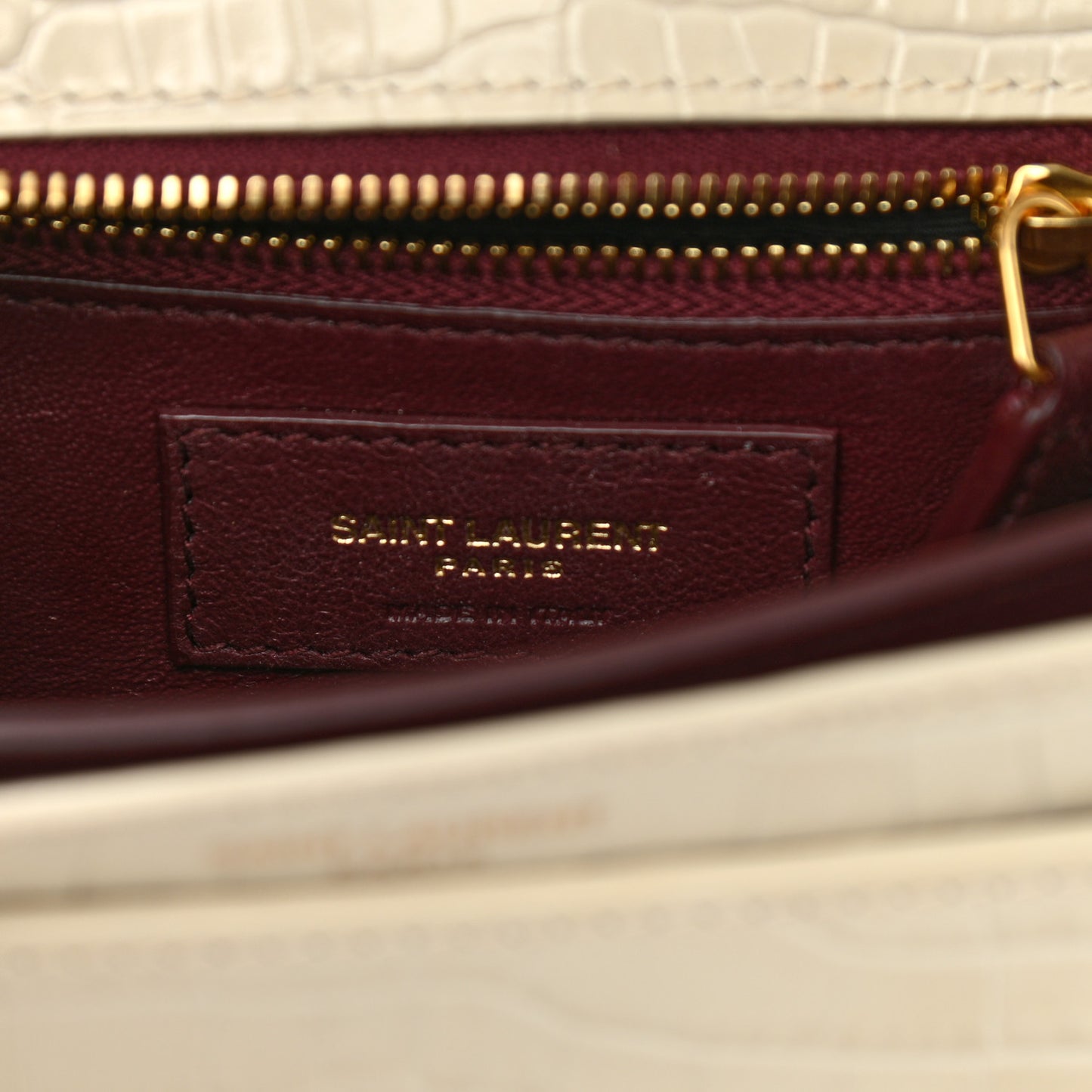 Calfskin Crocodile Embossed Monogram Cassandra Clasp Bag Crema Soft