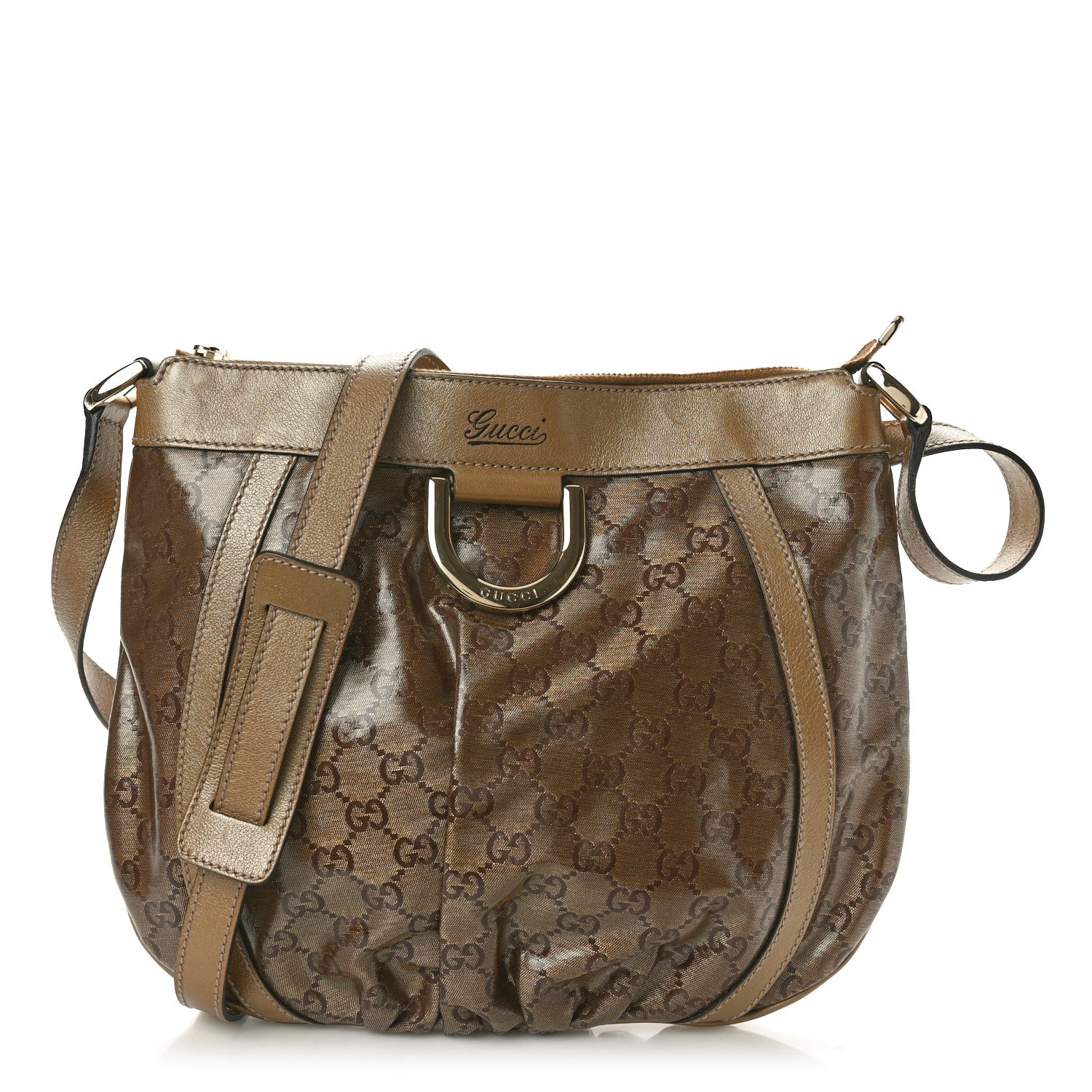 Gucci Crystal Monogram Small D Gold Ring Messenger Gold 1 of 11