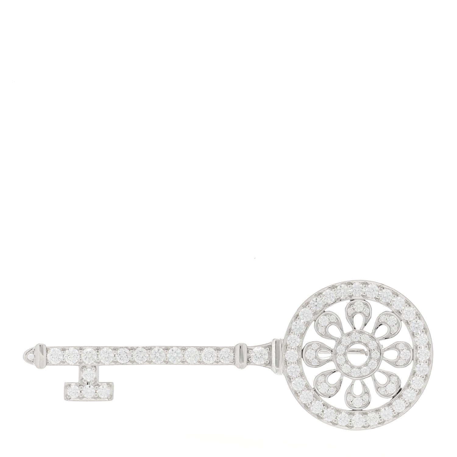 Tiffany Platinum Diamond Petals Key Brooch Pin 1 of 6