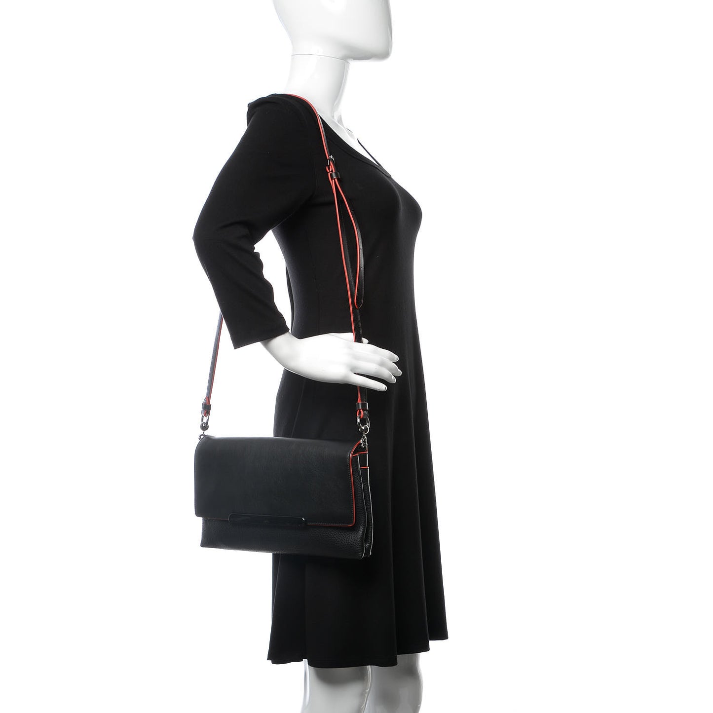 Calfskin Rougissime Flap Crossbody Clutch Black