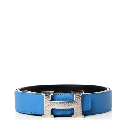 Hermes Box Togo 32mm Martelee H Belt 90 Black Bleu Zanzibar 1 of 10